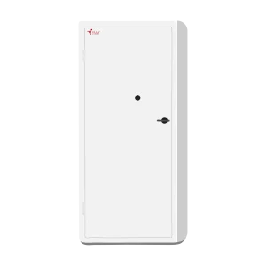 An illustration of floor standing key cabinet with one door
