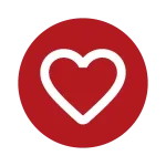 Round flat icon with a heart