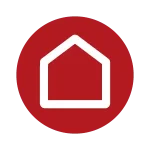 Round flat icon with a house