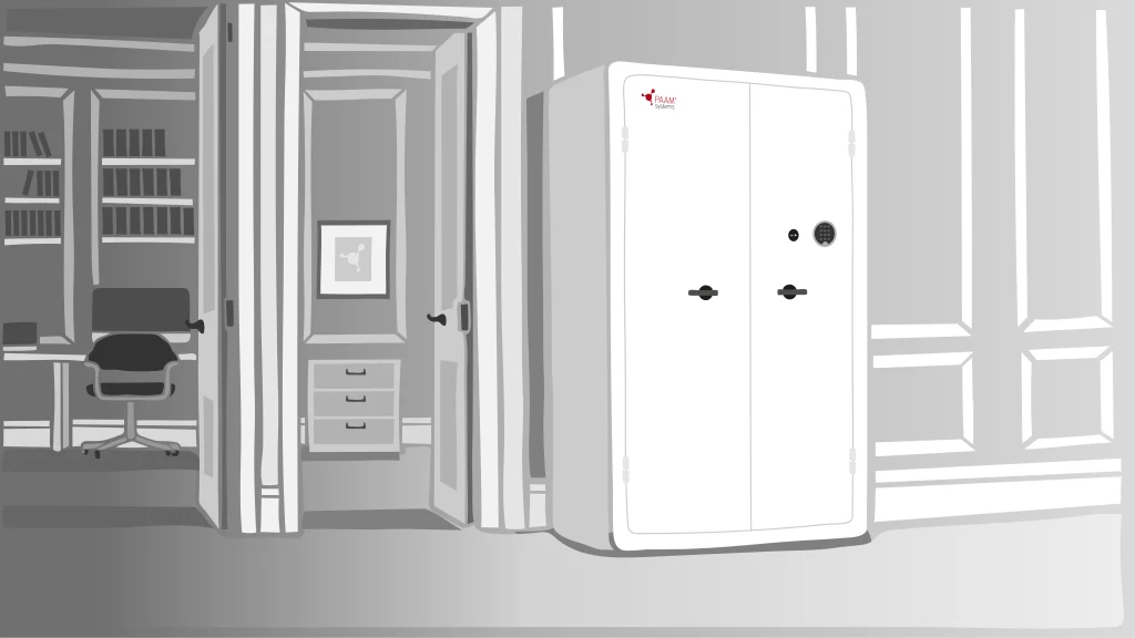 An office environment with an electronic key cabinet