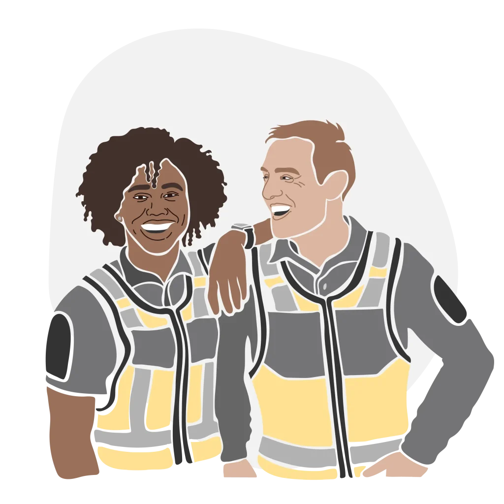 Smiling security guards that are coworkers